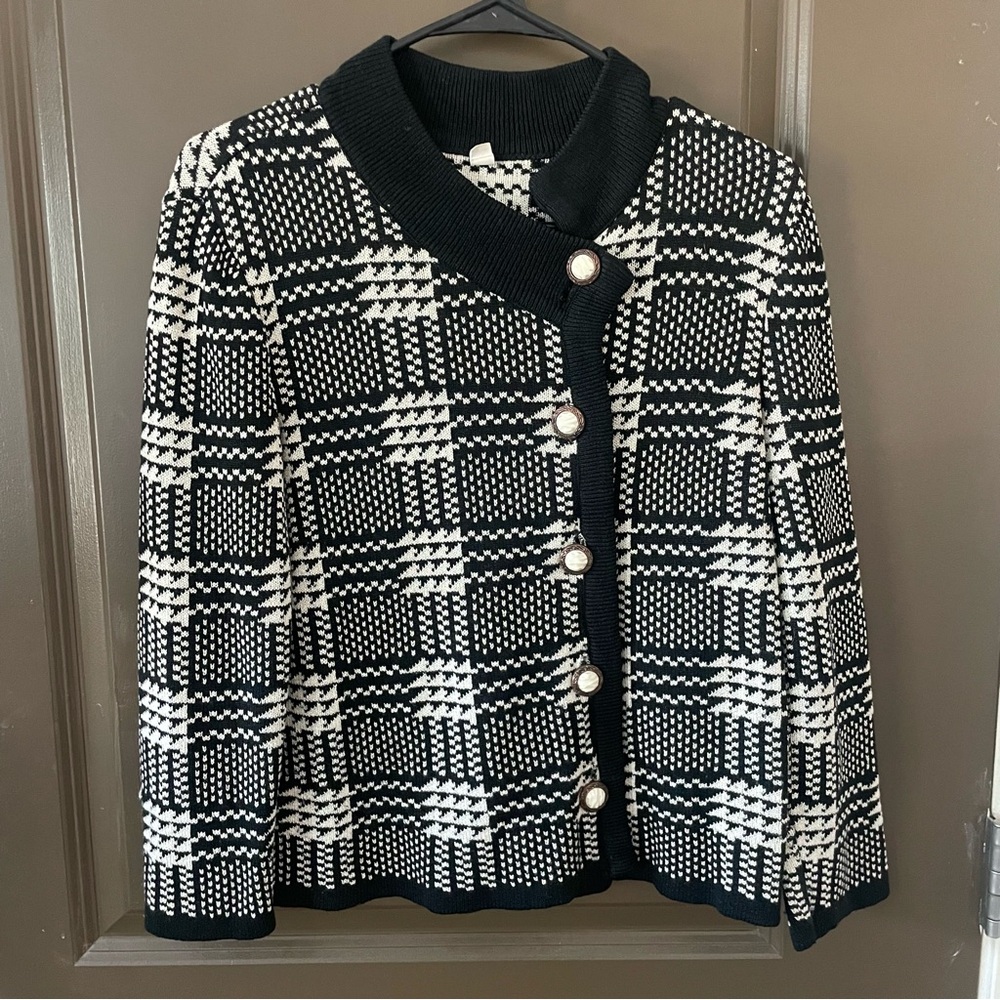 Black and White Checkered Cardigan
